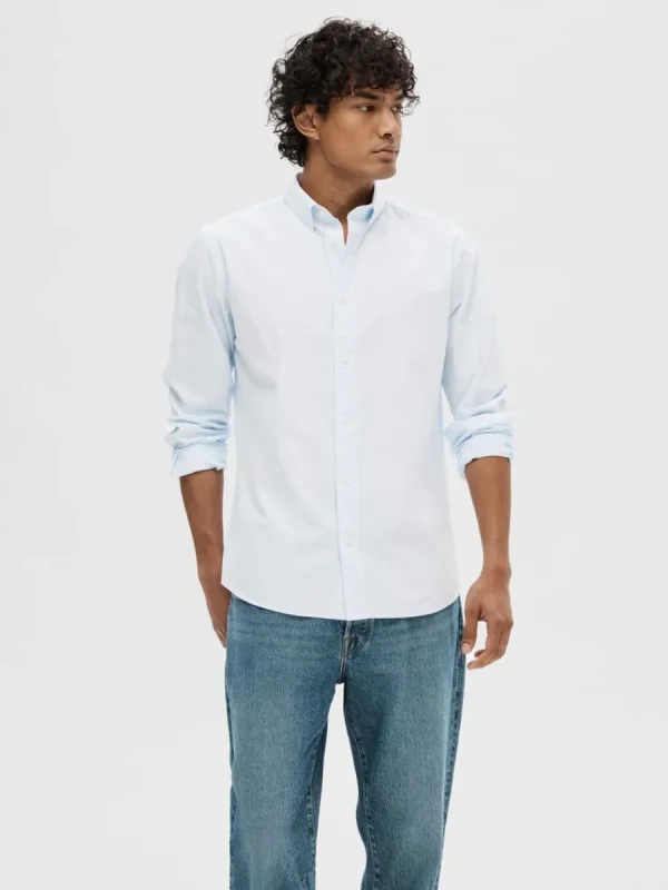 SELECTED SLIM FIT BOMULL SKJORTA Blue Discount