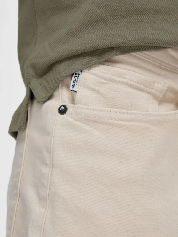SELECTED 175 SLIM FIT CREAM JEANS Beige Shop