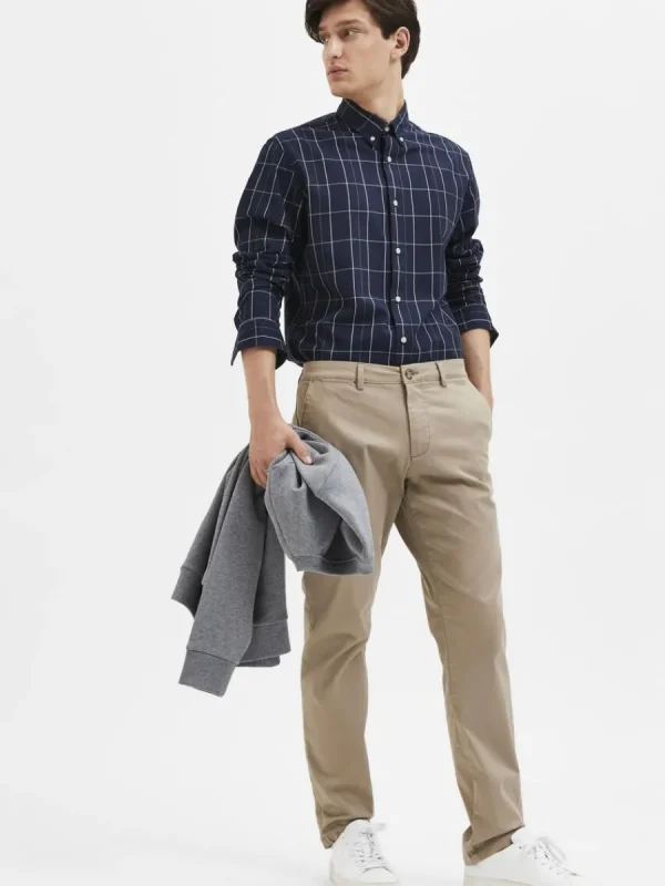 SELECTED 175 SLIM FIT FLEX CHINOS Brown Cheap