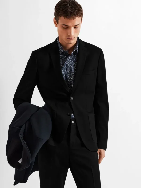 SELECTED SLIM FIT JERSEY KAVAJ Black Flash Sale