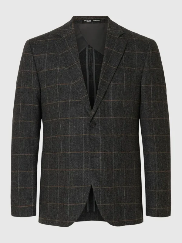 SELECTED SLIM FIT RUTIG KAVAJ Grey Hot