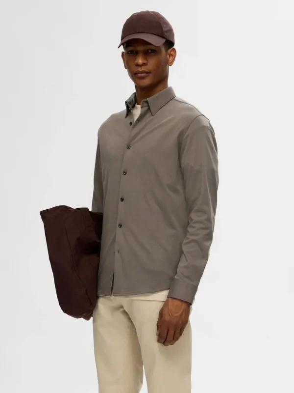 SELECTED SLIM FIT SKJORTA Brown Discount