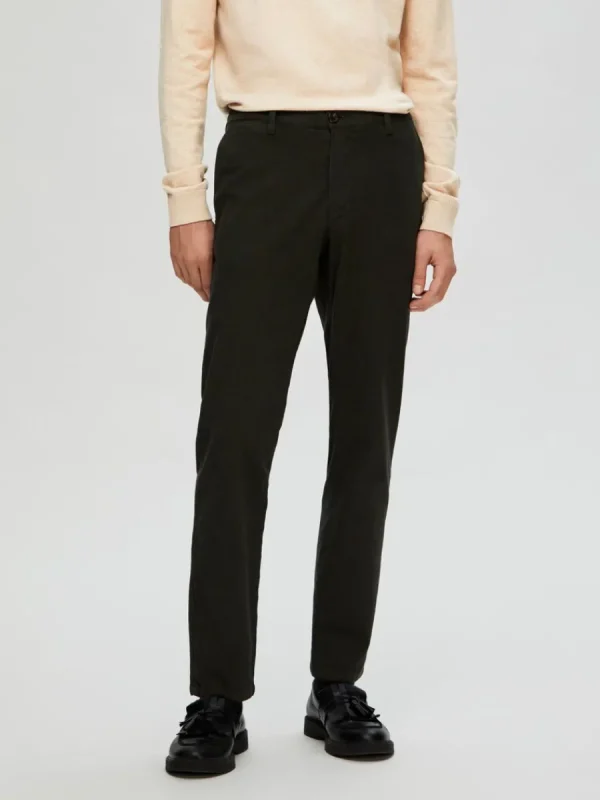 SELECTED 175 SLIM FIT STRUKTURERAD CHINOS Green Hot