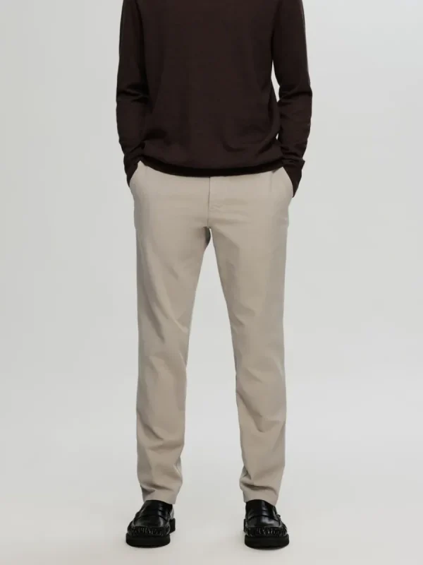 SELECTED 175 SLIM FIT STRUKTURERAD CHINOS Beige Discount