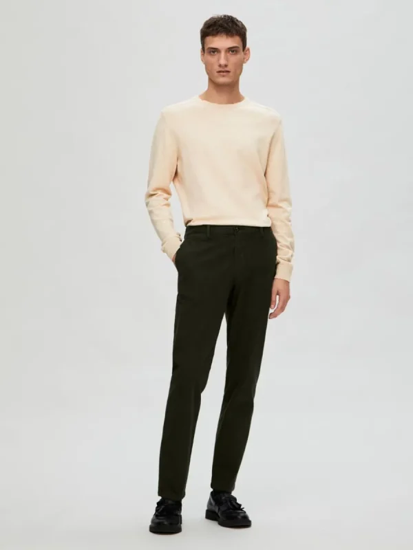 SELECTED 175 SLIM FIT STRUKTURERAD CHINOS Green Hot