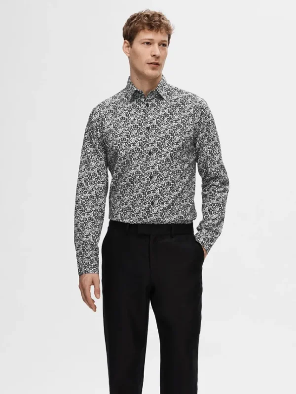 SELECTED SLIM FIT TRYCKT SKJORTA Black Shop