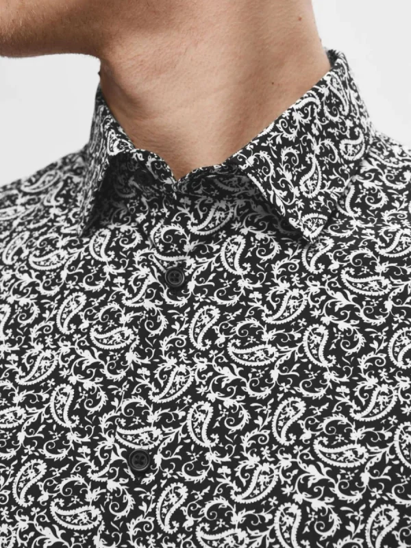 SELECTED SLIM FIT TRYCKT SKJORTA Black Shop