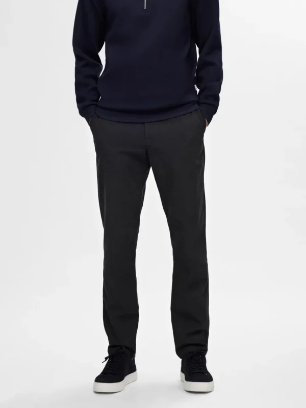 SELECTED 175 SLIM-FIT BRUSHED CHINOS Black Best Sale