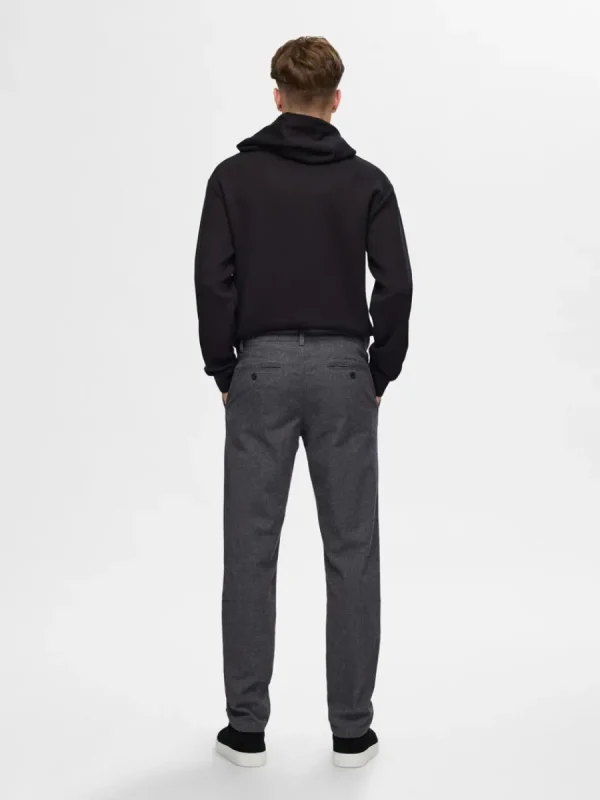 SELECTED 175 SLIM-FIT BRUSHED CHINOS Grey Clearance