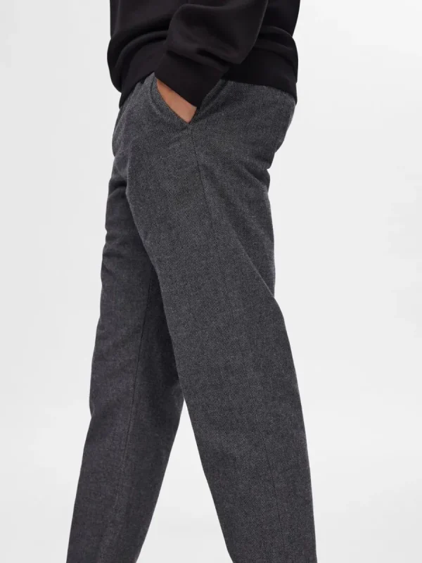 SELECTED 175 SLIM-FIT BRUSHED CHINOS Grey Clearance