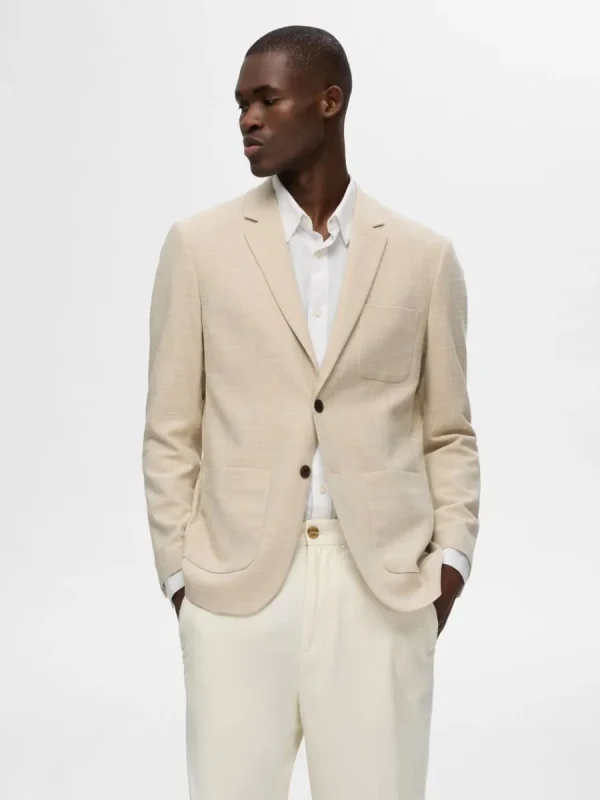 SELECTED SMAL PASSFORM ENKELKNÄPPT KAVAJ Beige Best Sale