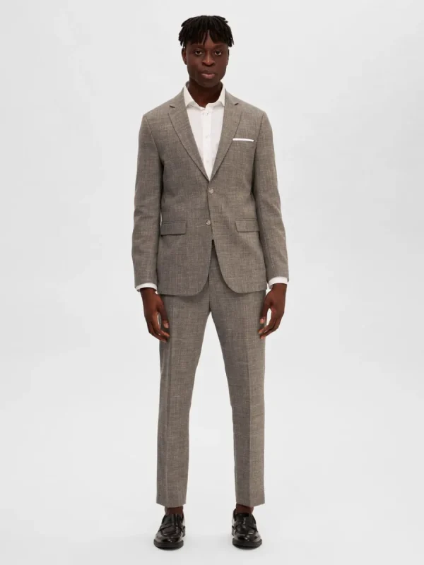 SELECTED SMAL PASSFORM ENKELKNÄPPT KAVAJ Brown Fashion