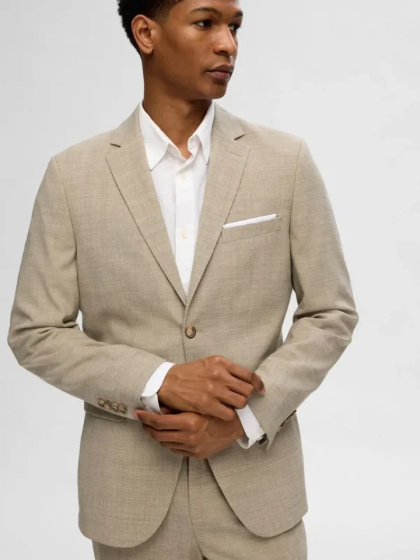 SELECTED SMAL PASSFORM ENKELKNÄPPT KAVAJ Beige Best Sale