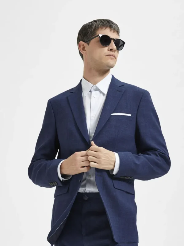 SELECTED SMAL PASSFORM ENKELKNÄPPT KAVAJ Blue Hot