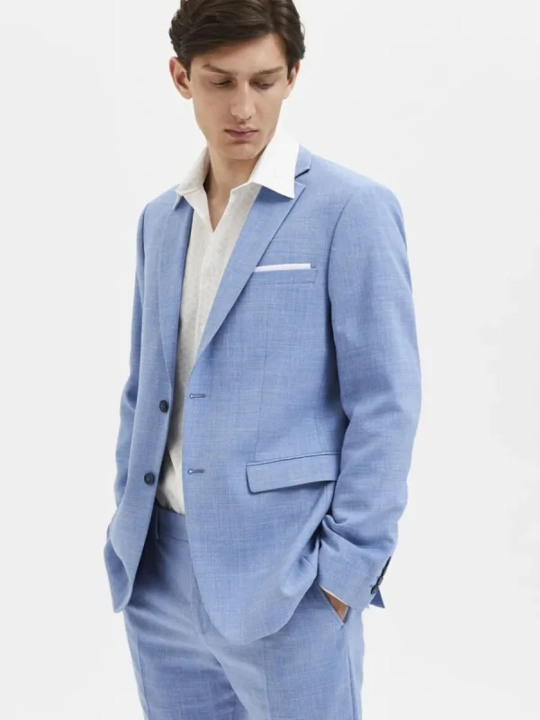 SELECTED SMAL PASSFORM ENKELKNÄPPT KAVAJ Blue Fashion