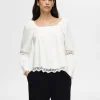 SELECTED SPETS LÅNGÄRMAD BLUS White Store