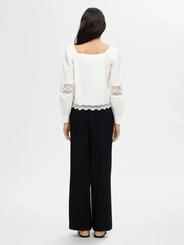 SELECTED SPETS LÅNGÄRMAD BLUS White Store
