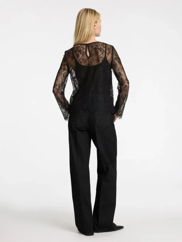 SELECTED SPETS LÅNGÄRMAD TOPP Black Clearance