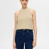 SELECTED STICKAD HALTERNECK TOPP Beige Best Sale