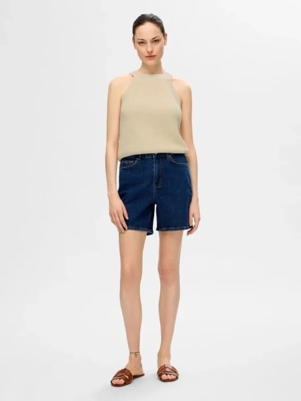 SELECTED STICKAD HALTERNECK TOPP Beige Best Sale