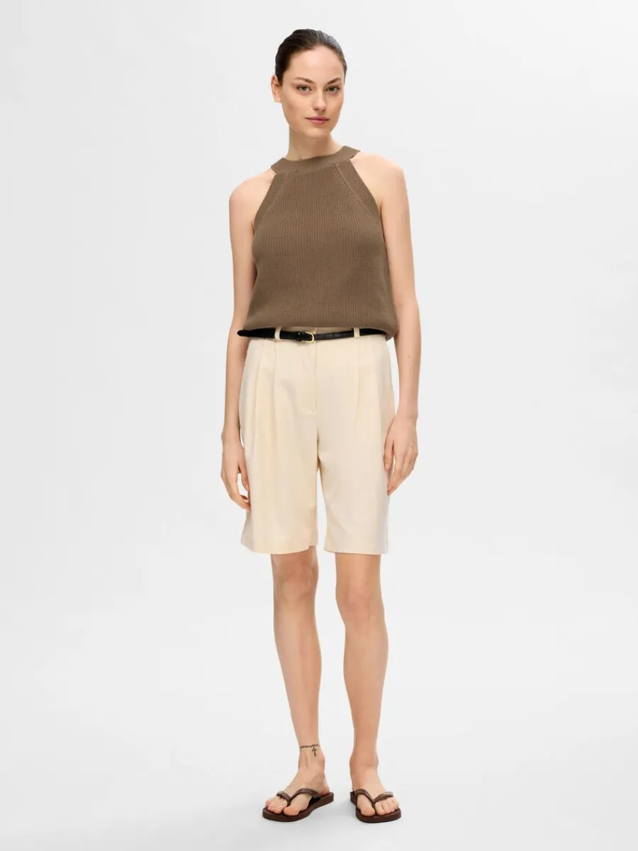 stickad_halterneck_topp_1.webp SELECTED STICKAD HALTERNECK TOPP Brown Online