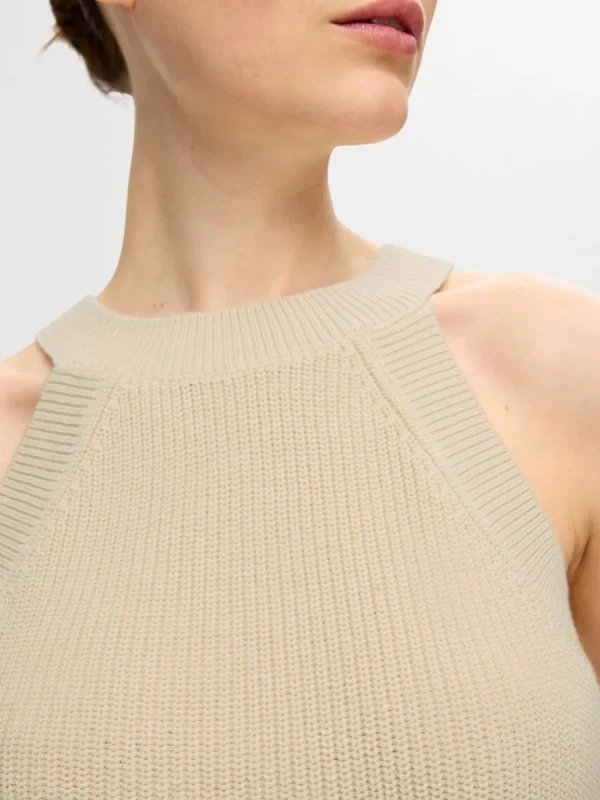 SELECTED STICKAD HALTERNECK TOPP Beige Best Sale