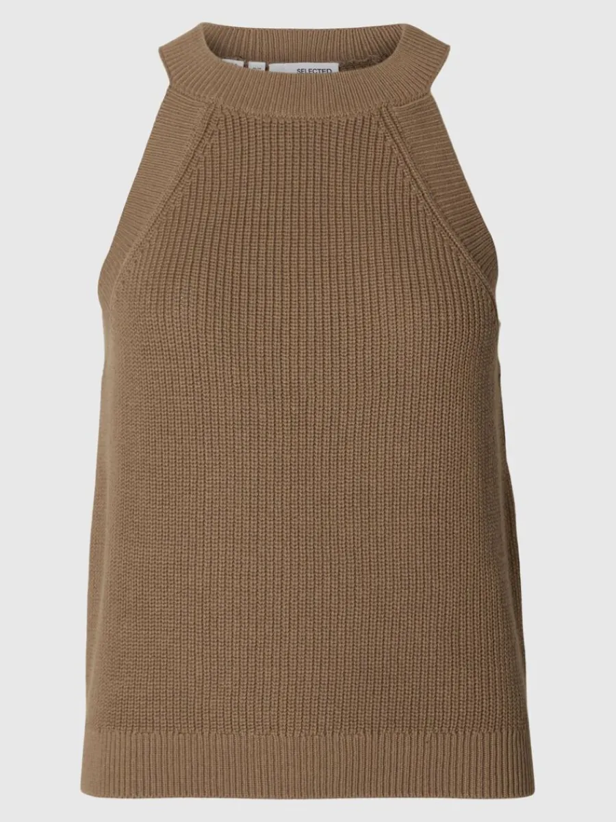 stickad_halterneck_topp_5.webp SELECTED STICKAD HALTERNECK TOPP Brown Online