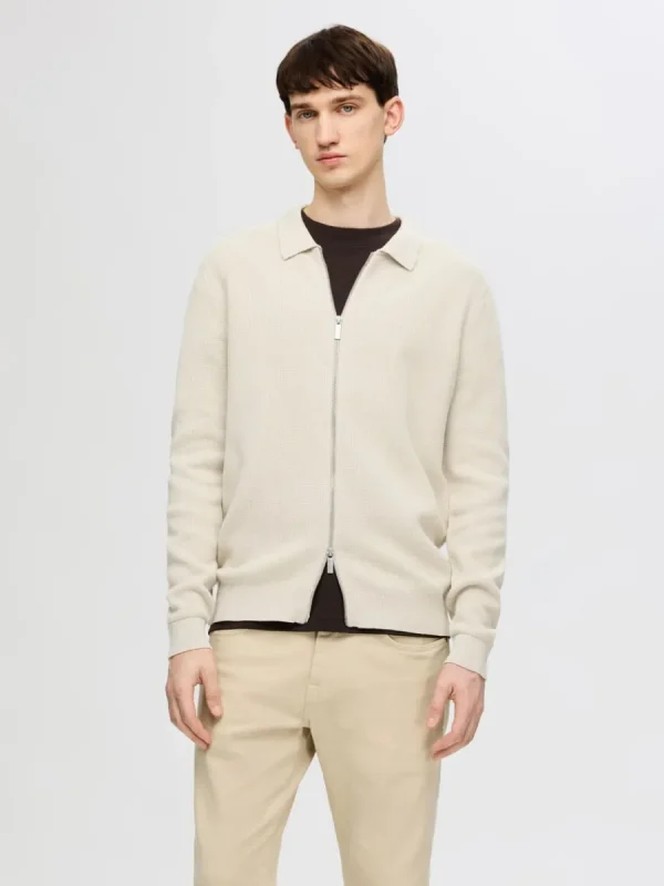 SELECTED STICKAD KOFTA MED BLIXTLÅS Beige Cheap