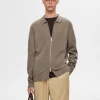 SELECTED STICKAD KOFTA MED BLIXTLÅS Brown Online