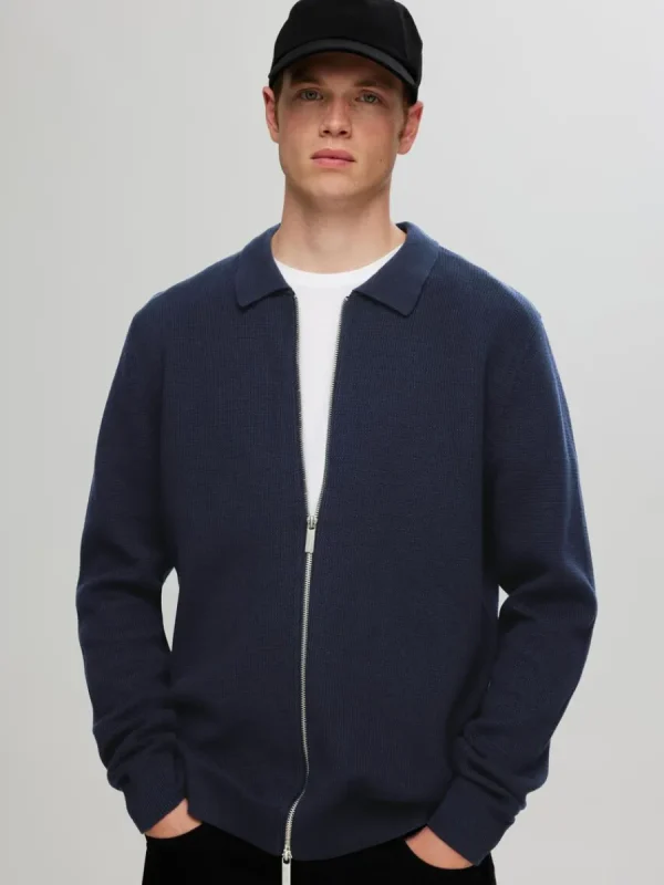 SELECTED STICKAD KOFTA MED BLIXTLÅS Blue Cheap