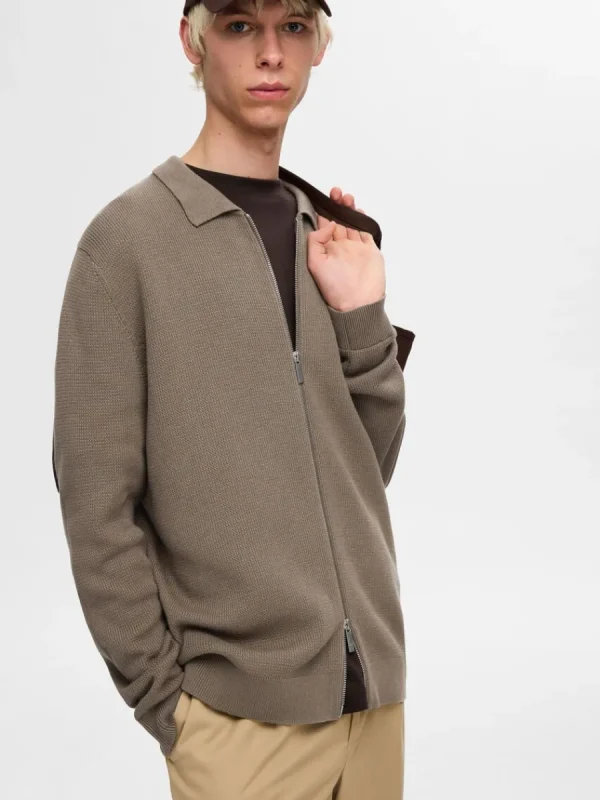 SELECTED STICKAD KOFTA MED BLIXTLÅS Brown Online