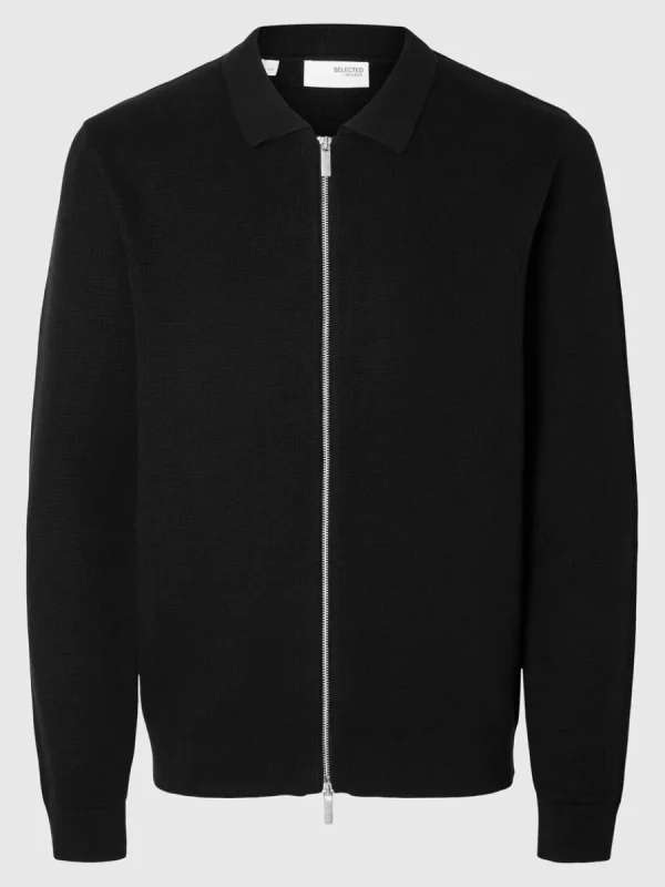 SELECTED STICKAD KOFTA MED BLIXTLÅS Black New