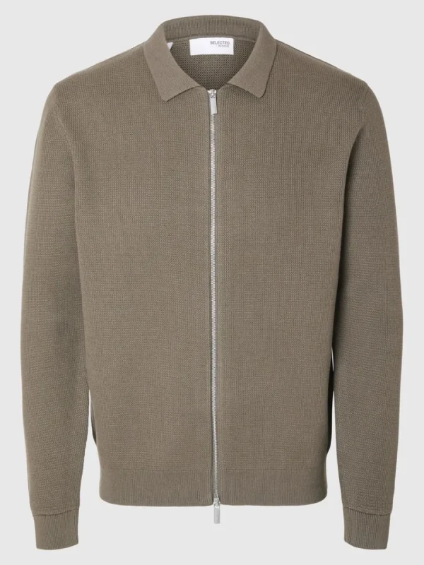 SELECTED STICKAD KOFTA MED BLIXTLÅS Brown Online