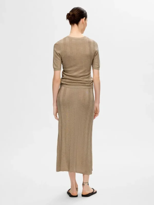 SELECTED STICKAD KORTÄRMAD TOPP Beige Discount