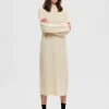 SELECTED STICKAD MAXIKLÄNNING Beige Flash Sale