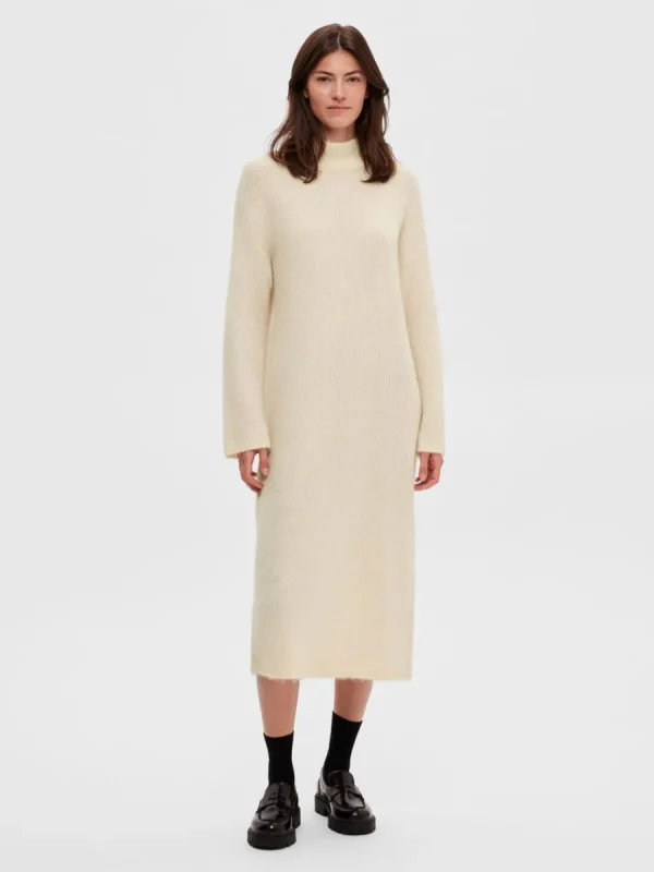 SELECTED STICKAD MAXIKLÄNNING Beige Flash Sale