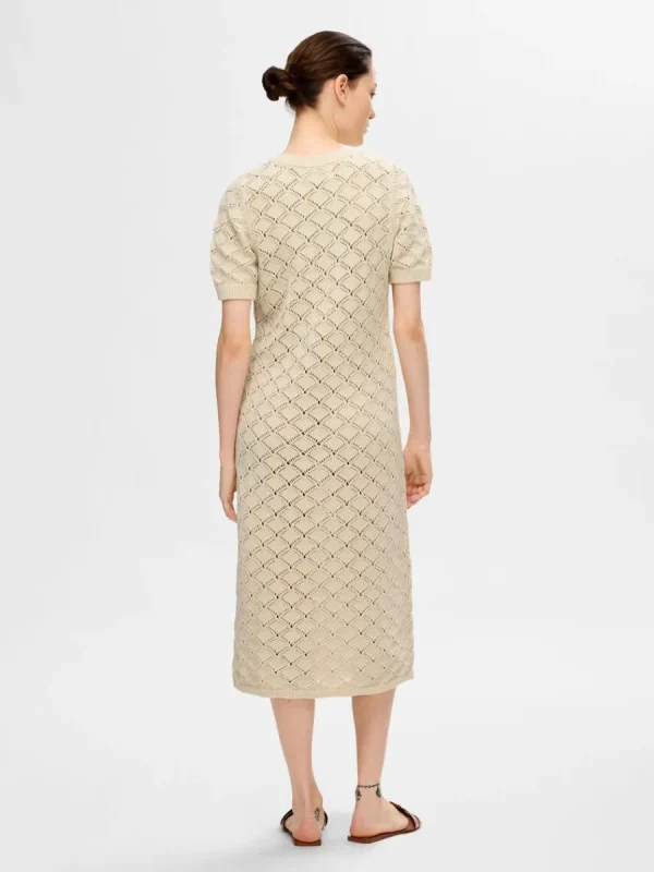 SELECTED STICKAD MAXIKLÄNNING Beige Sale
