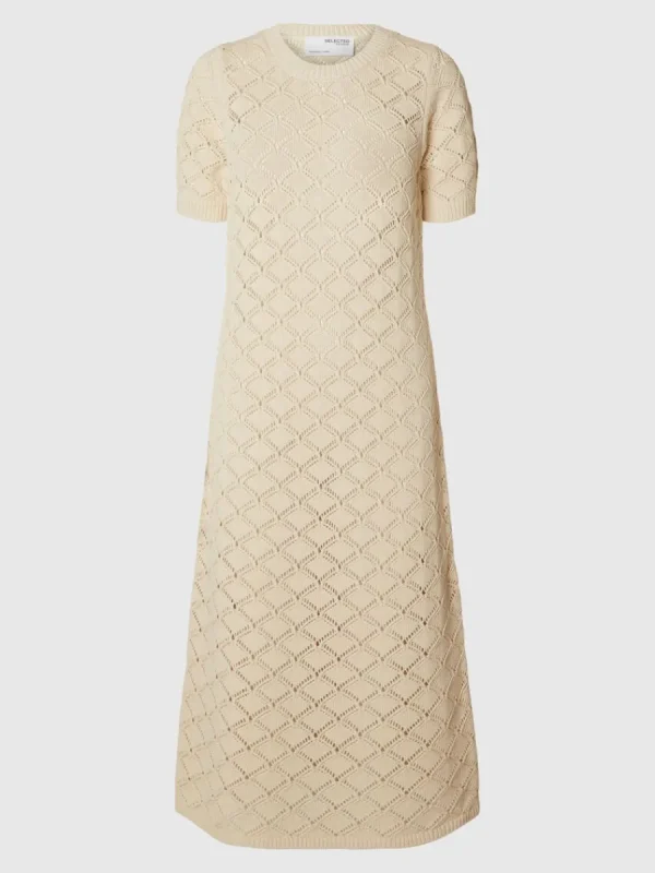 SELECTED STICKAD MAXIKLÄNNING Beige Sale