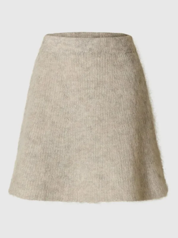 SELECTED STICKAD MINIKJOL Beige Flash Sale