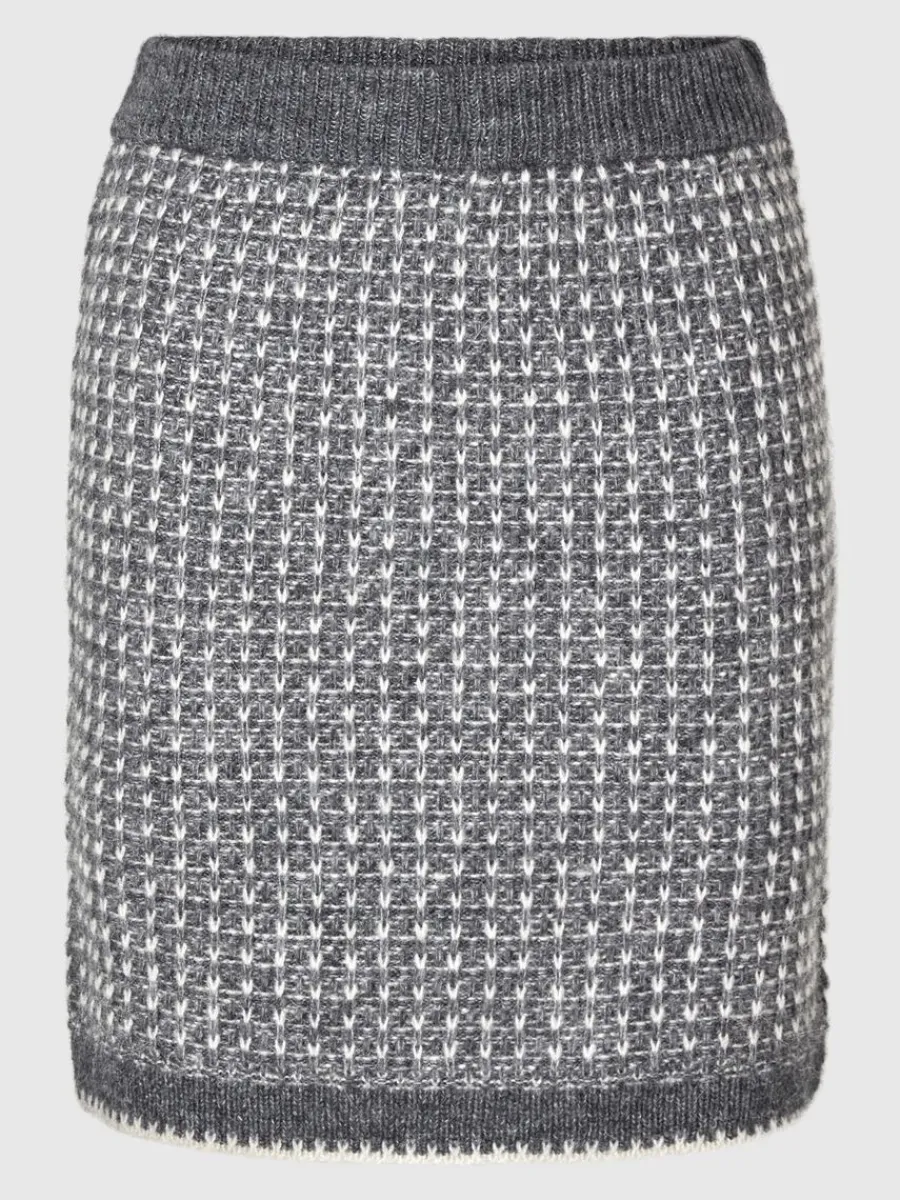 stickad_minikjol_0.webp SELECTED STICKAD MINIKJOL Grey Online
