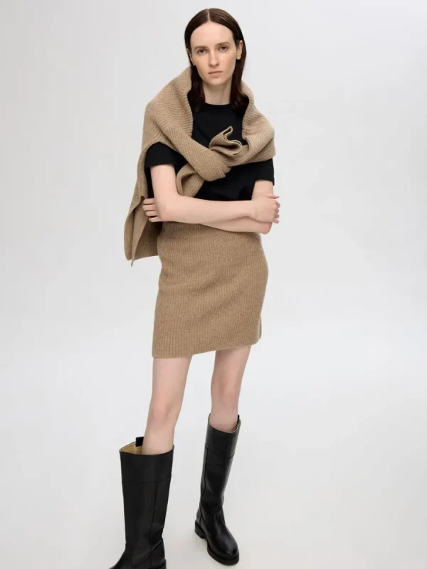 SELECTED STICKAD MINIKJOL Brown Discount