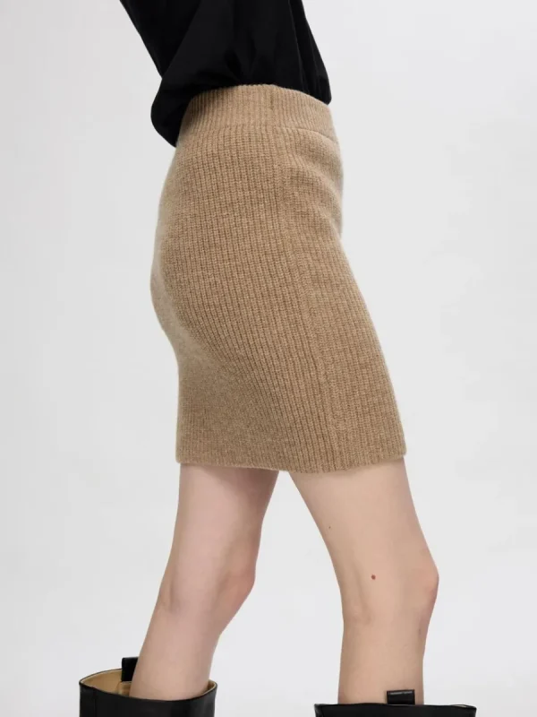 SELECTED STICKAD MINIKJOL Brown Discount