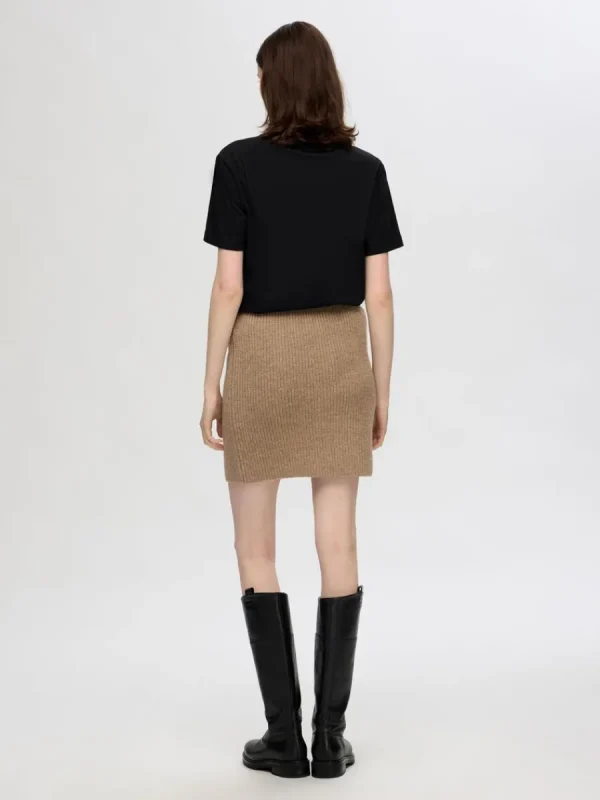 SELECTED STICKAD MINIKJOL Brown Discount