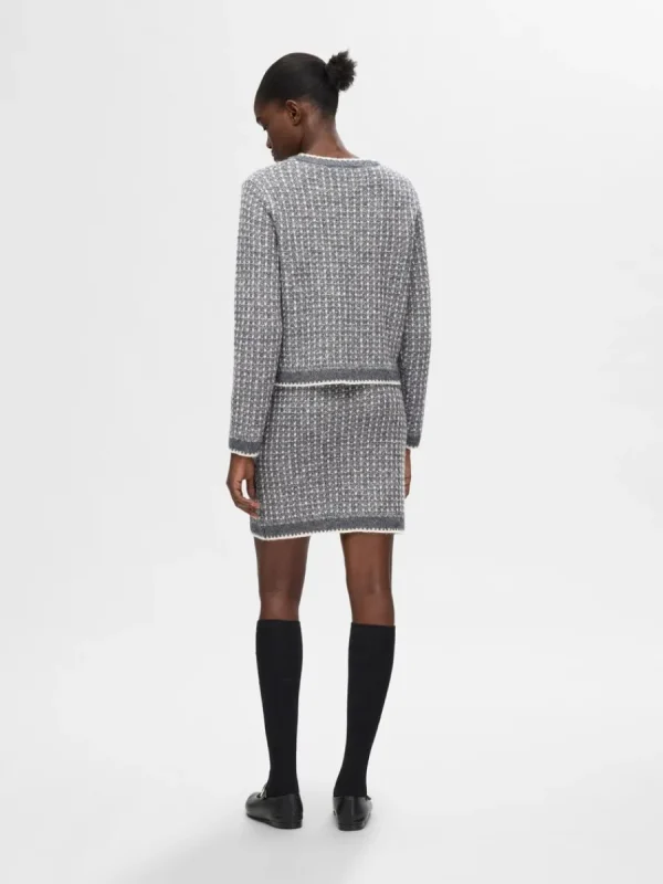 SELECTED STICKAD MINIKJOL Grey Online