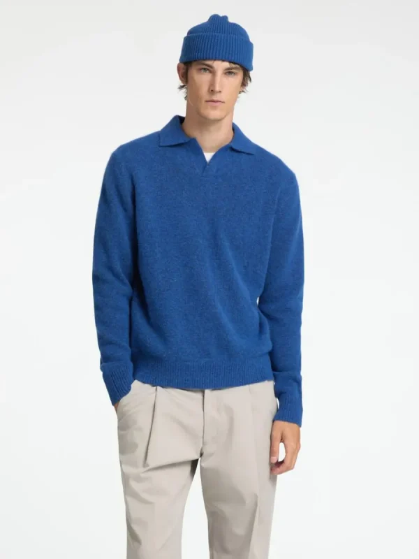 SELECTED STICKAD PIKÉTRÖJA Blue Fashion