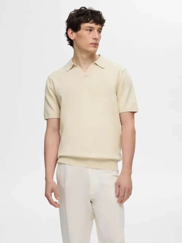 SELECTED STICKAD PIKÉTRÖJA Beige Online