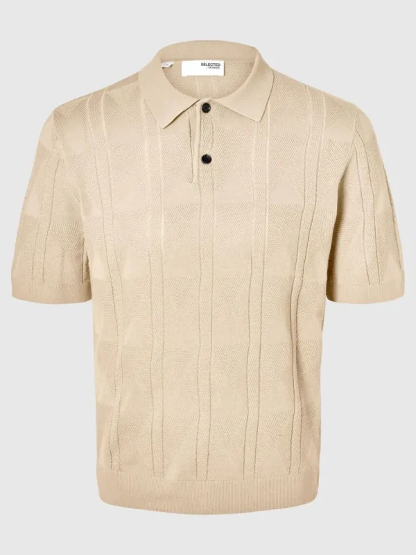 SELECTED STICKAD PIKÉTRÖJA Beige Flash Sale