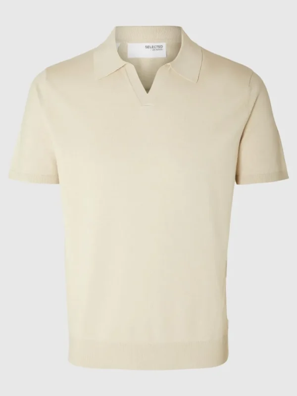 SELECTED STICKAD PIKÉTRÖJA Beige Online