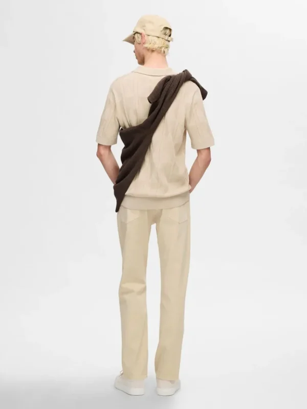 SELECTED STICKAD PIKÉTRÖJA Beige Flash Sale