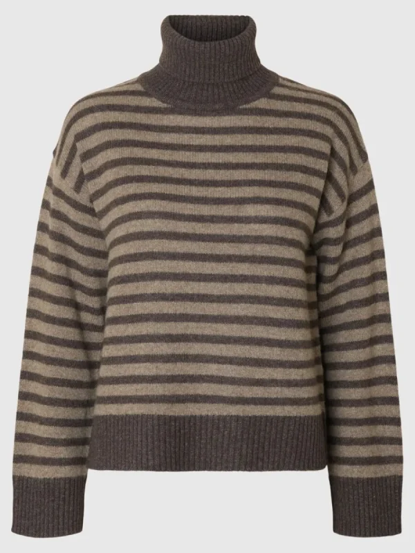 SELECTED STICKAD POLOTRÖJA Brown Fashion